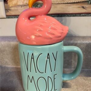 Rae Dunn Vacay Mode Mug with Pink Flamingo Lid